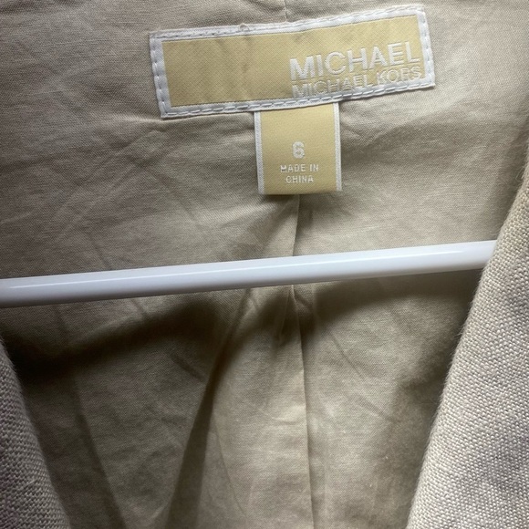 Michael Kors Linen Khaki Blazer with Ruched Sleeves sz M - Picture 4 of 12